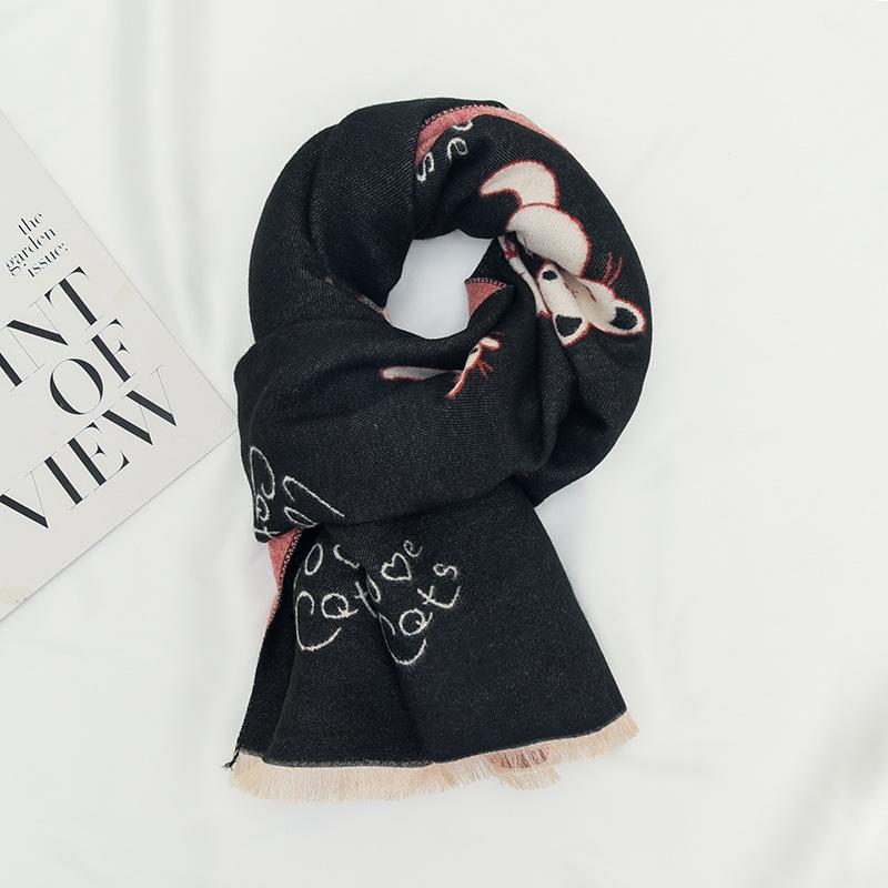 Children's Versatile Tassel Shawl Imitation Cashmere Print Warm Dual Purpose Fashionable Temperament Scarf Shawl