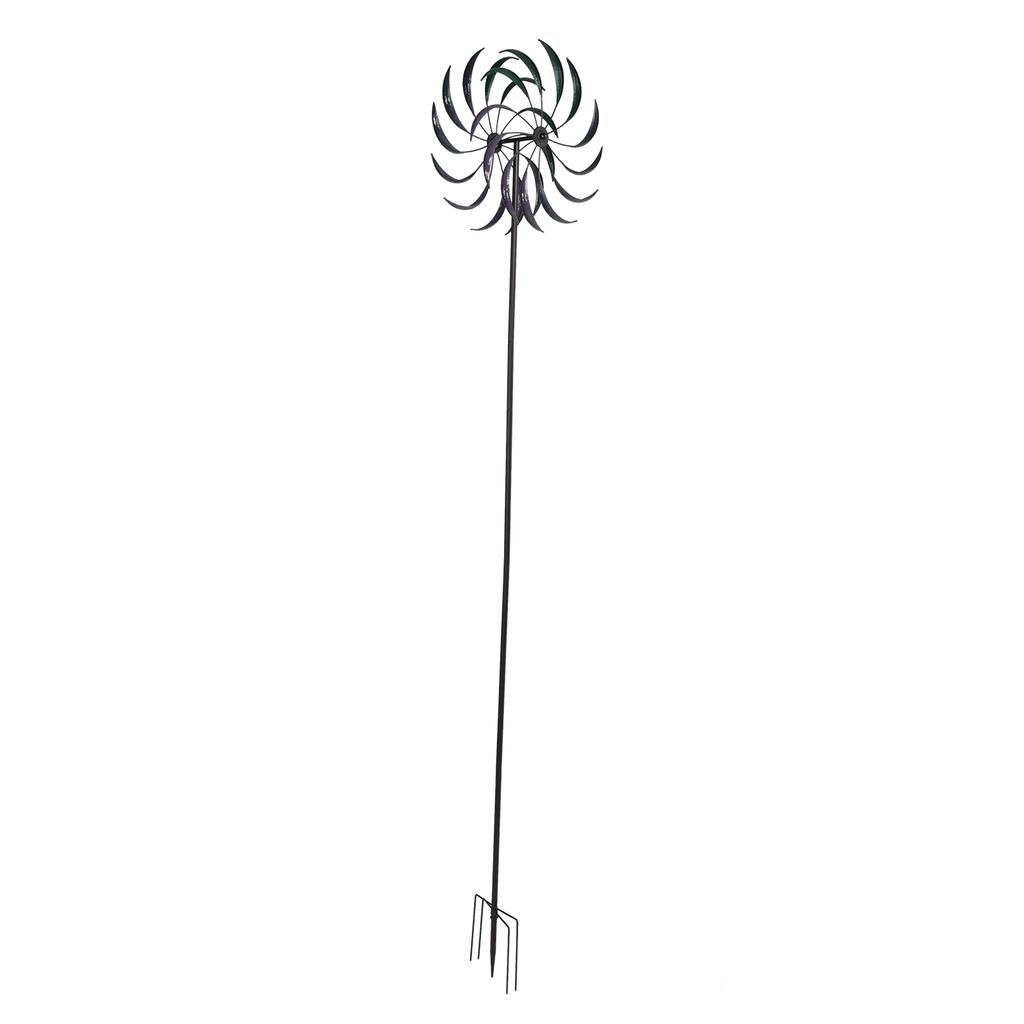 Garden Wind Spinner Double Layer Metal Windmills Spinners with Ground Stake for Patio Lawn Decoration