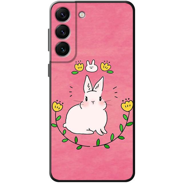 Flower Love Pink Cute Rabbit Phone Case For Samsung Galaxy S22 S21 S20 Fe Ultra S10 S9 S8 Plus S10e Note 20ultra 10plus Shell