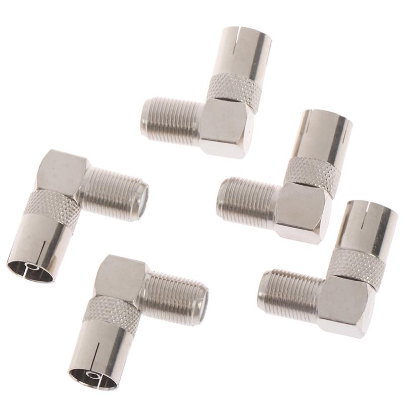 5 Τεμάχια Ομοαξονικός RF 90 Γωνιακός Συνδετήρας Κεραίας Τηλεόρασης F Θηλυκό σε Αρσενικό Βύσμα Τηλεόρασης