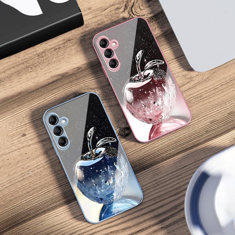Transparent Crystal Apple For Samsung Galaxy A14 4G 20 30 52 20S 21S 22 32 33 34 42 50 51 53 54 70 71 72 73 5G Glass Phone Case