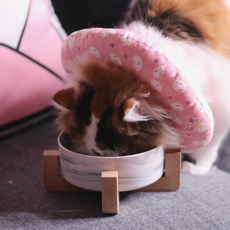 Cheap Marble Style Ceramic Cat Dog Bowl Dish with Wood Stand No Spill ...