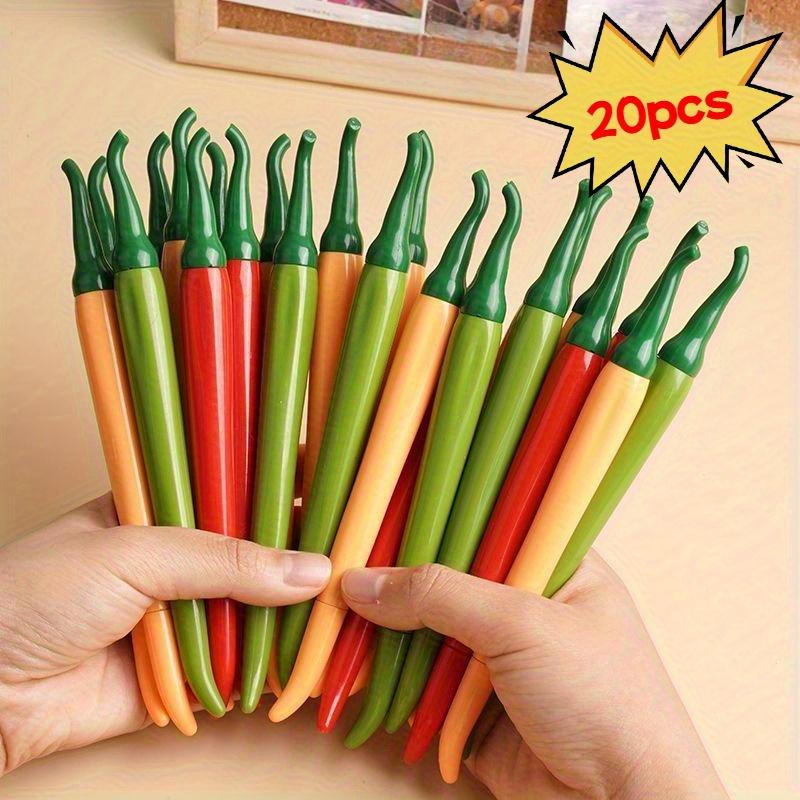 

20pcs Gel Pens in The Shape of Chili Peppers | Adorable Designs in Red, Green, And Yellow, Offering Smooth Writing Experience
