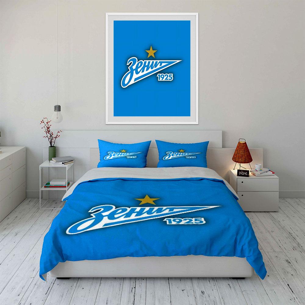 Blue Background, "Zenit" Logo. Bedding Sets Duvet Cover Sets Duvet Covers Pillowcases(1 * Duvet Cover 2 * Pillowcases, Without Duvet Insert)