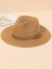 Women Wide Brim Straw Sun Hat With Belt Buckle Beach Summer Hat