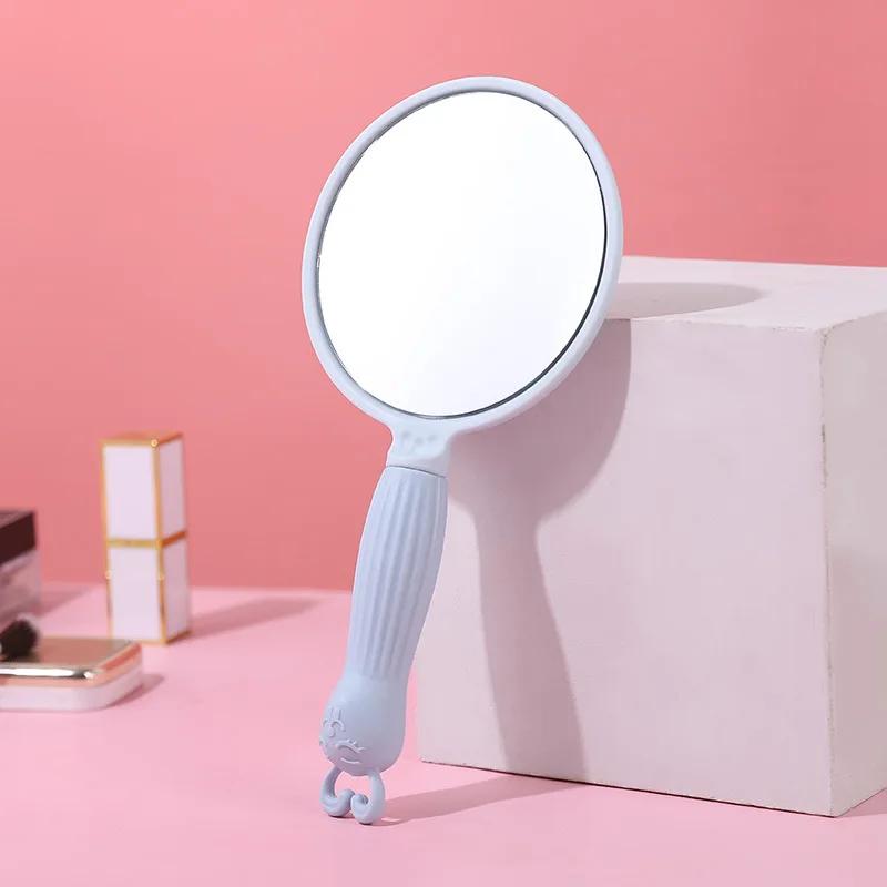 

Cartoon Makeup Mirror Student Handle Makeup Mirrors Handheld Portable Portable Single-sided Beauty Mirrors Girl Makeup Mirror синій