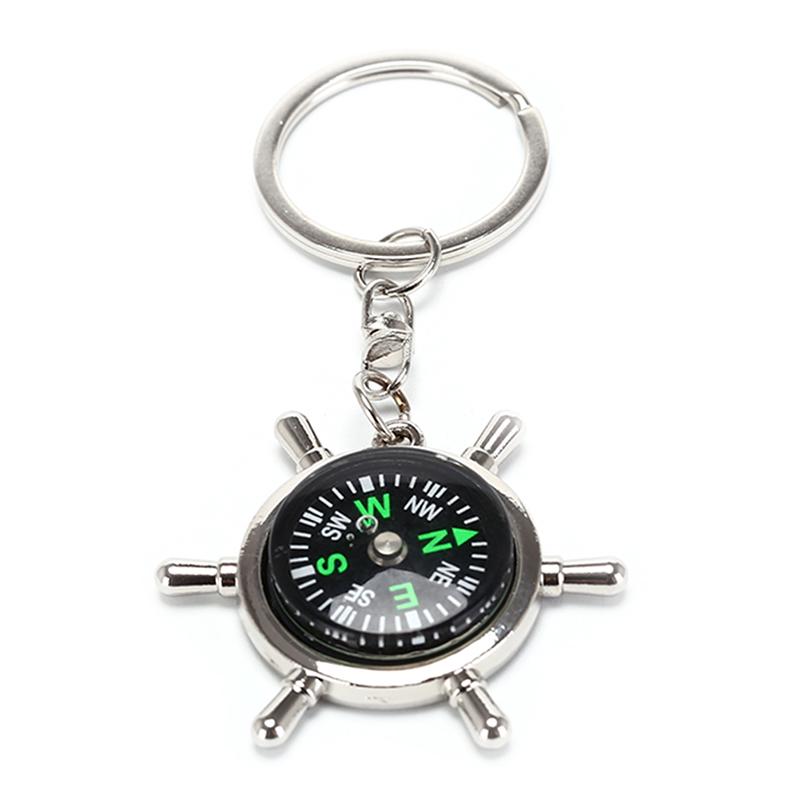 Compass Rudder Key Chain Glossy Alloy Keychain Keyrings Gifts