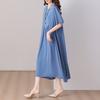 Elegant Women's Summer Dress Plus Size Casual Short Sleeve Vintage Loose Long Dress Summer Clothes