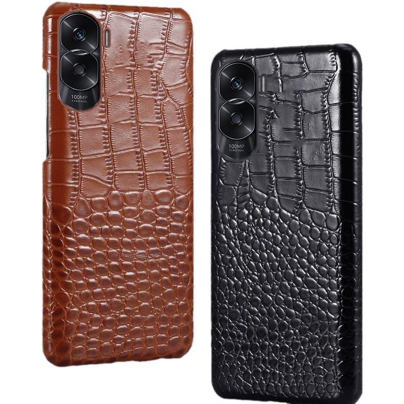 Honor Play 40 Case: Genuine Leather Crocodile Pattern Half-Cover for Play 30Plus & 20Pro