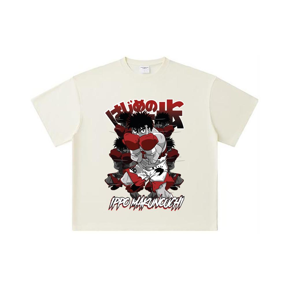 260 GSM Double Yarn 32 Count 100% Cotton Hajime no Ippo V11 Ippo Print Unisex Heavy Cotton T Shirt