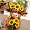 Desktop Decoration for Home 4 Pcs Seasonal Highland Cow Figurines, Spring Summer Fall Winter Gift Besties Colleagues Seasons Scottish Statue,