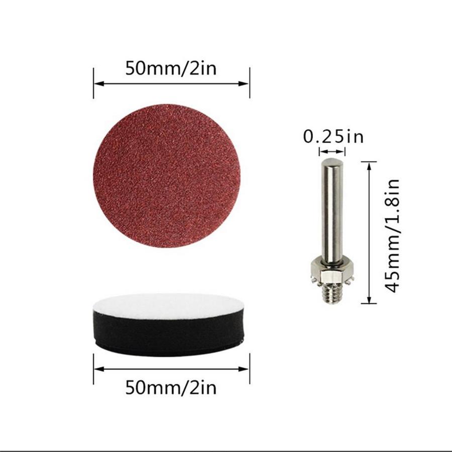 100PCS Sanding Disc Sand Paper Hook Loop Sander+Backer Pad+M6 Drill Adapter 50mm