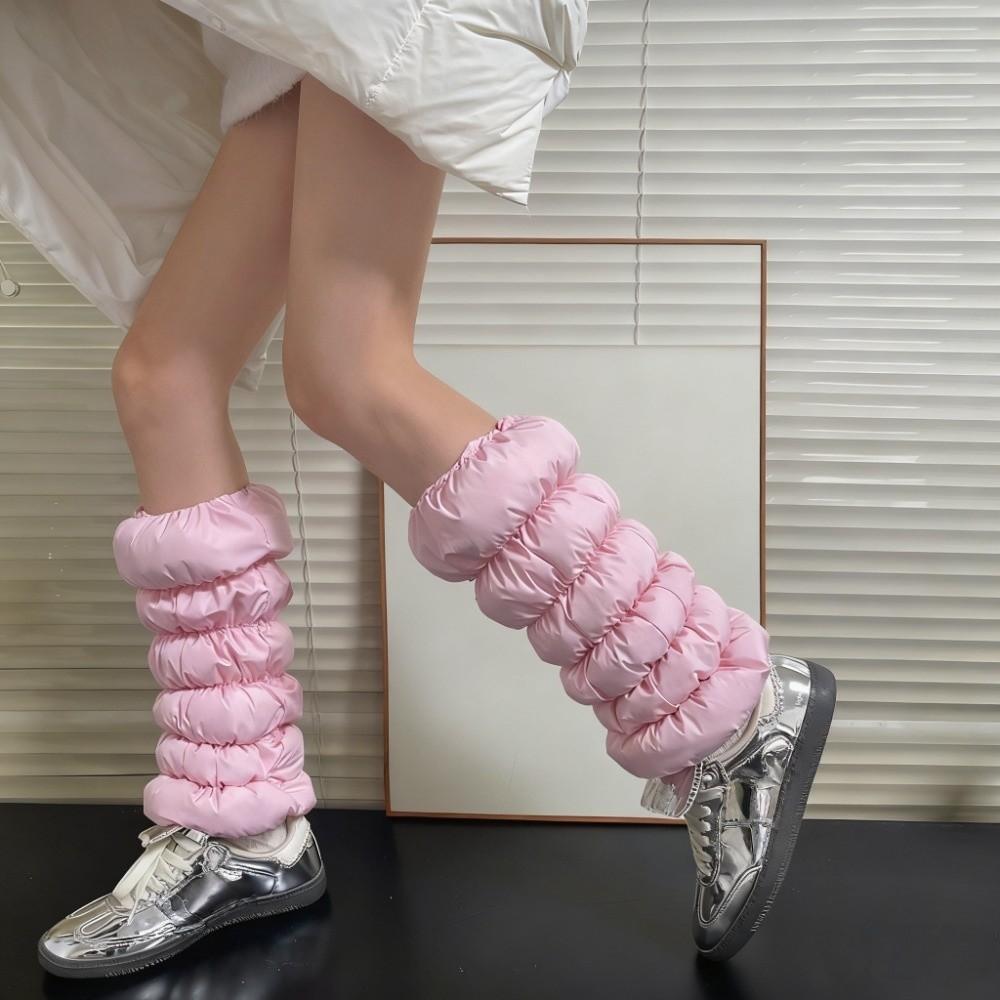 Mid-calf Down Cotton Leg Warmers Fluffy Boots Cover Lolita Loose Socks Foot Cover  Fall Winter