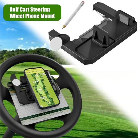 1/2 Stück Golf Cart Lenkrad Handyhalter mit Stiftschlitz und Ballmarker-Aufbewahrung Universal