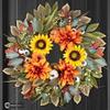 Wreath Front Door 24IN Autumn Maple Leaves Wreaths Fall Harvest Door Wreaths with Pumpkin Large Door Wreath for Thanksgiving Halloween Farmhouse