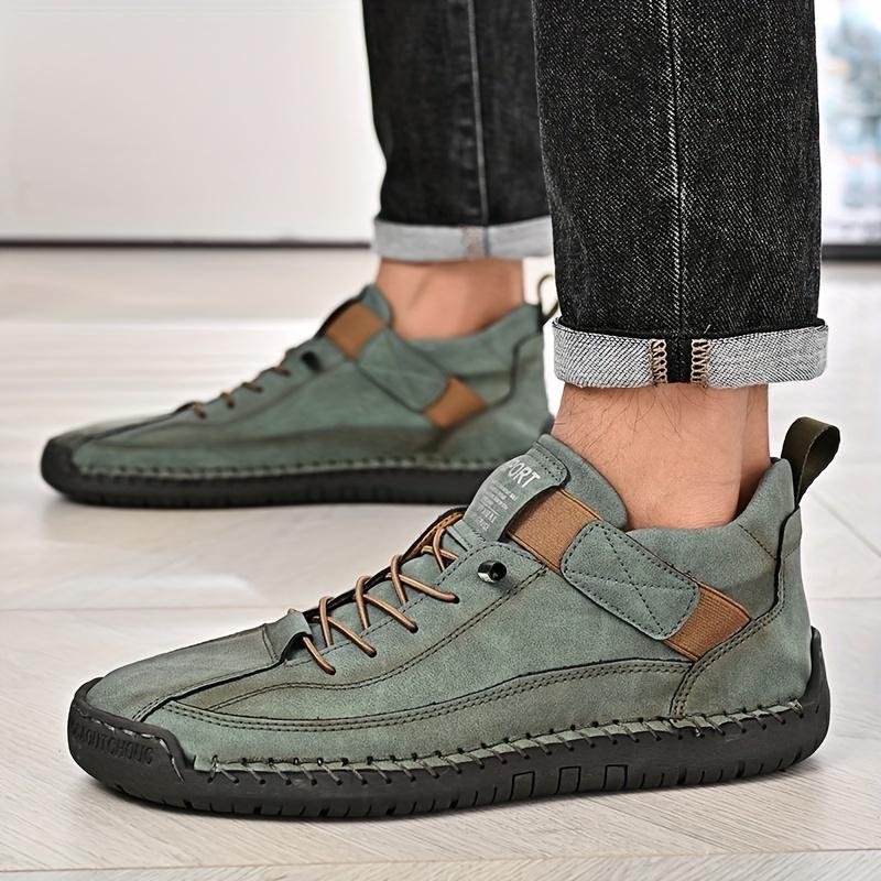 Men's Casual Leather Shoes,Ankle Boots Lightweight Loafers,Mid Top Walking Driving Shoes