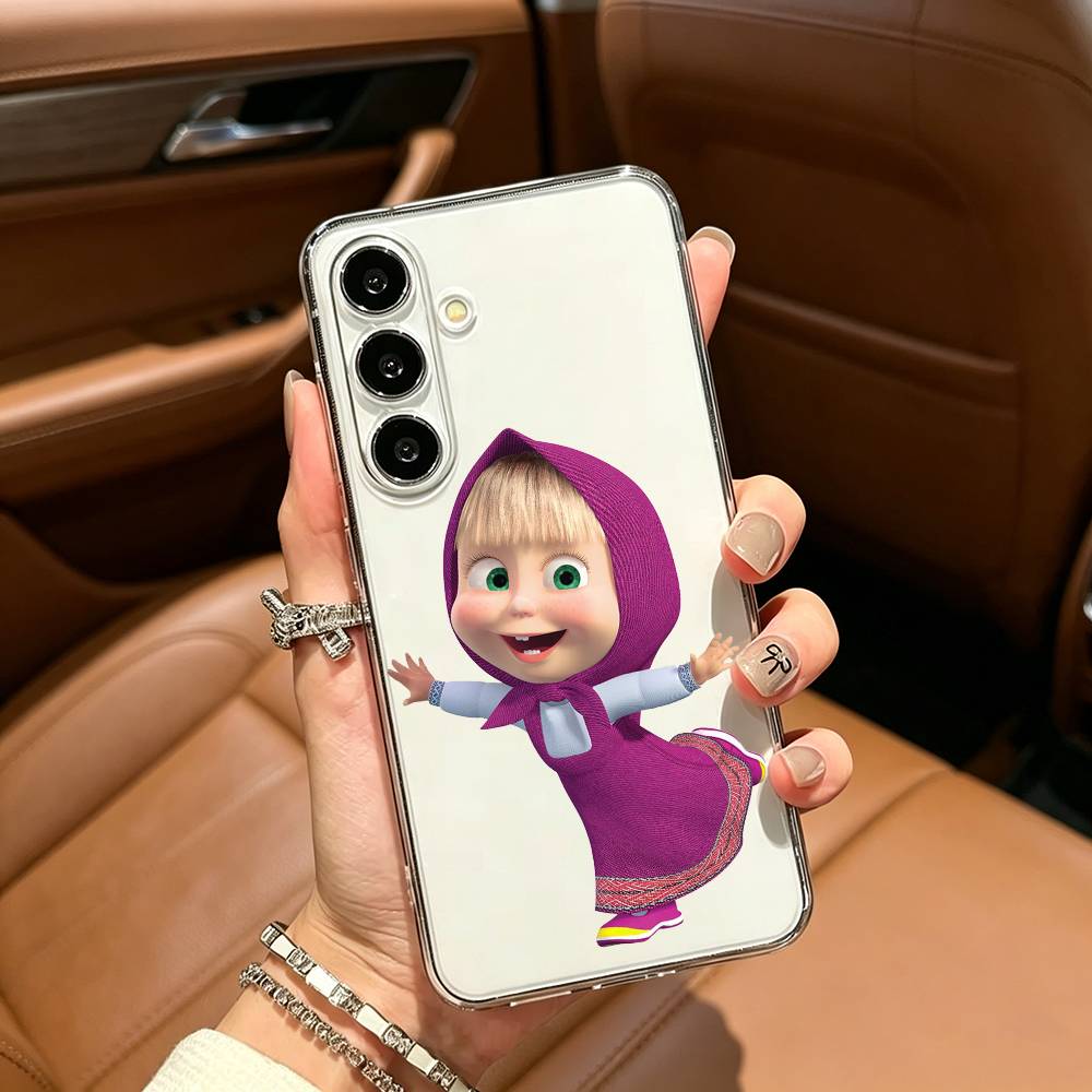 CUTE GIRL Masha and the Bear Phone Case For Samsung Galaxy A71,A70,A52,A51,A40,A30 Transparent Cover
