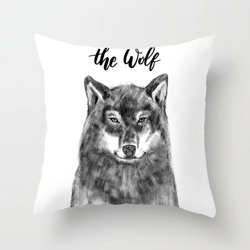 Geometric Cushion Cover Cute Dog Cat Pillowcase Sofa Living Room Home Decor Cartoon Animal