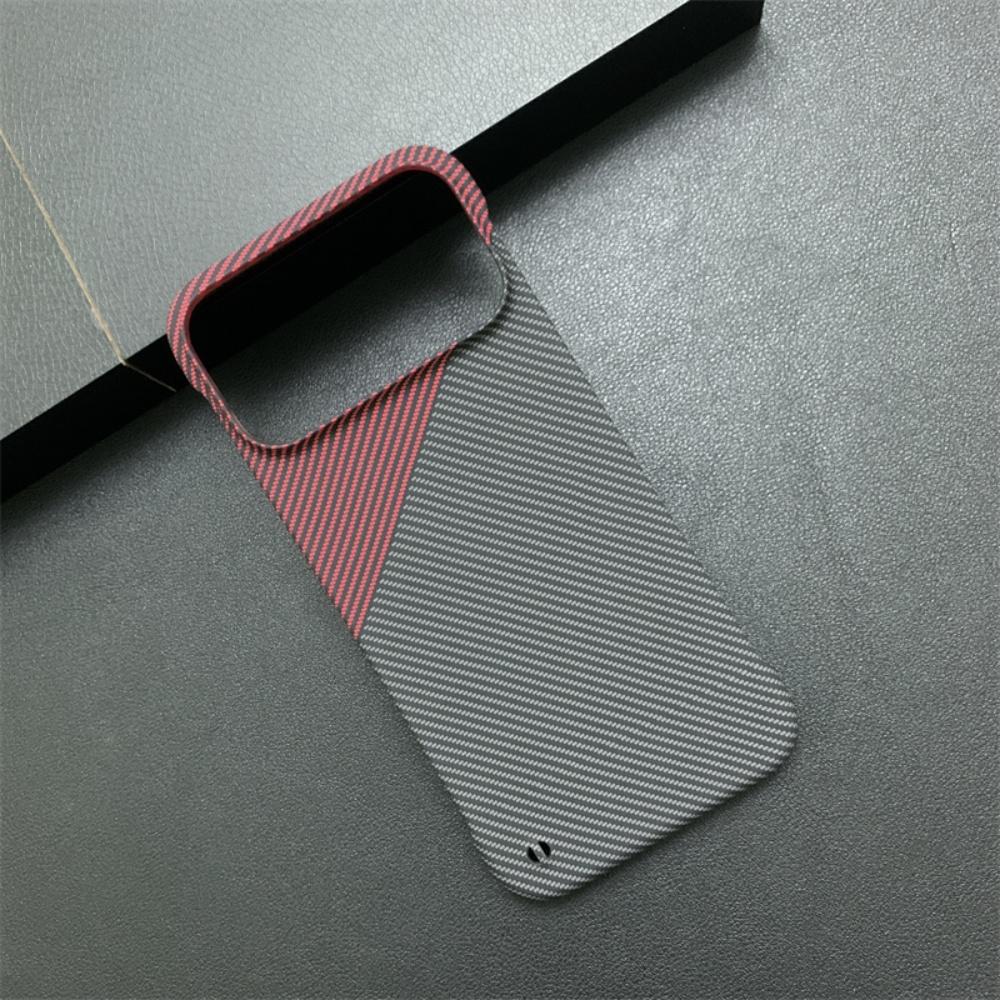 

Frameless Heat Dissipation Phone Case For iPhone 17 16 15 14 13 12 Pro Max Carbon Fiber Stripe Texture Lanyard Hole Cover iPhone17