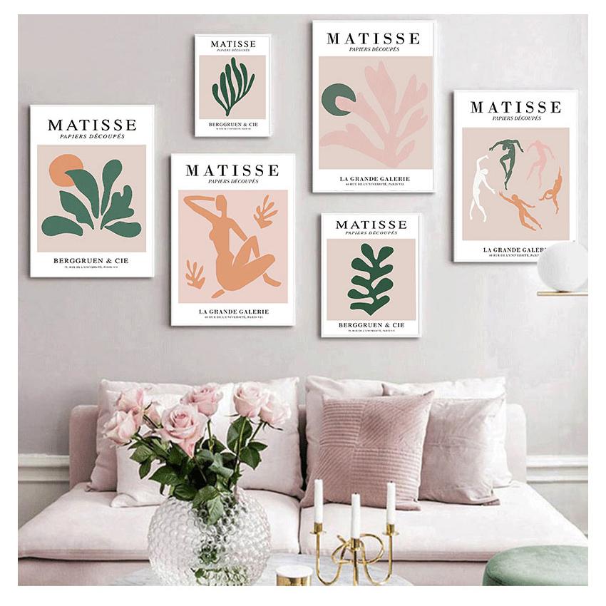 

Винтажная настенная живопись на холсте, плакаты на скандинавскую тему и принты, настенные панно для декора гостиной, Матисс, геометрический лист, абстракция