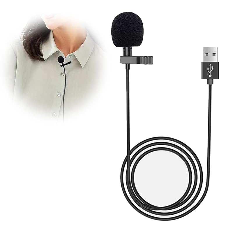 

EsiFare pin microphone USB microphone small size portable audio cable clip type mini microphone Windproof Microphone for
