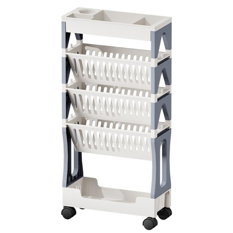5 Tiers/2 Tiers Plastic Shelves Rolling Utility Cart with Wheels for Kitchen Bathroom and Office Books Storage Organizer