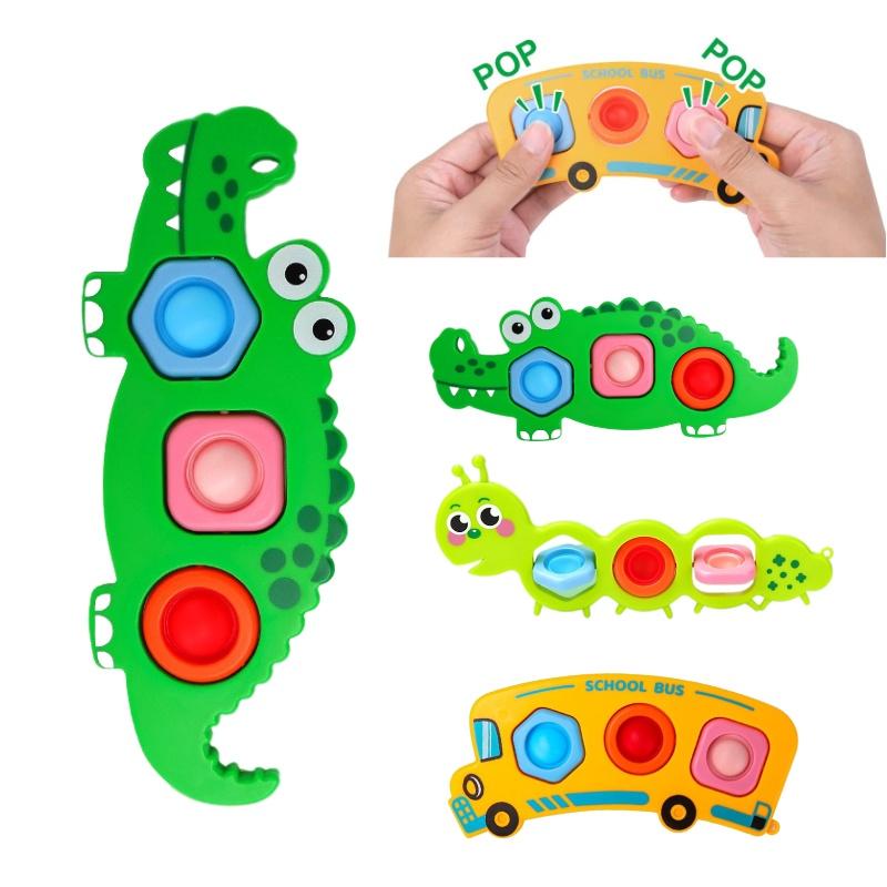 Stress-relieving Bubble Popper Toy Crocodile, Caterpillar, And Bus