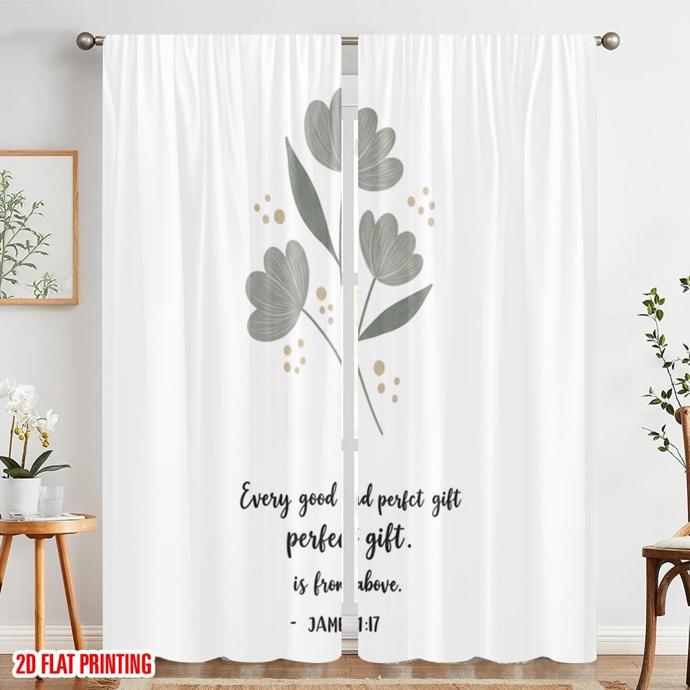 2pcs 2D flat printing Window Drapes Gift From Above 100% Polyester Without Electricity Seasonal Party & Holiday Decor Perfect