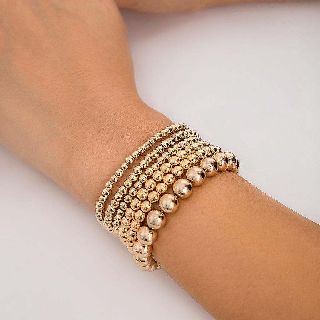 European and American simple and versatile handmade beaded bead bracelet set, gold bead light luxury bracelet 1 piece