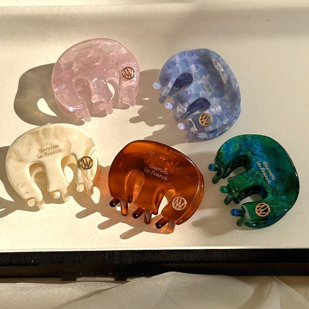 Candy Color Acetate Hair Claw Grab Clip Cute Hairpin Personalized Letter Hair Clip Female