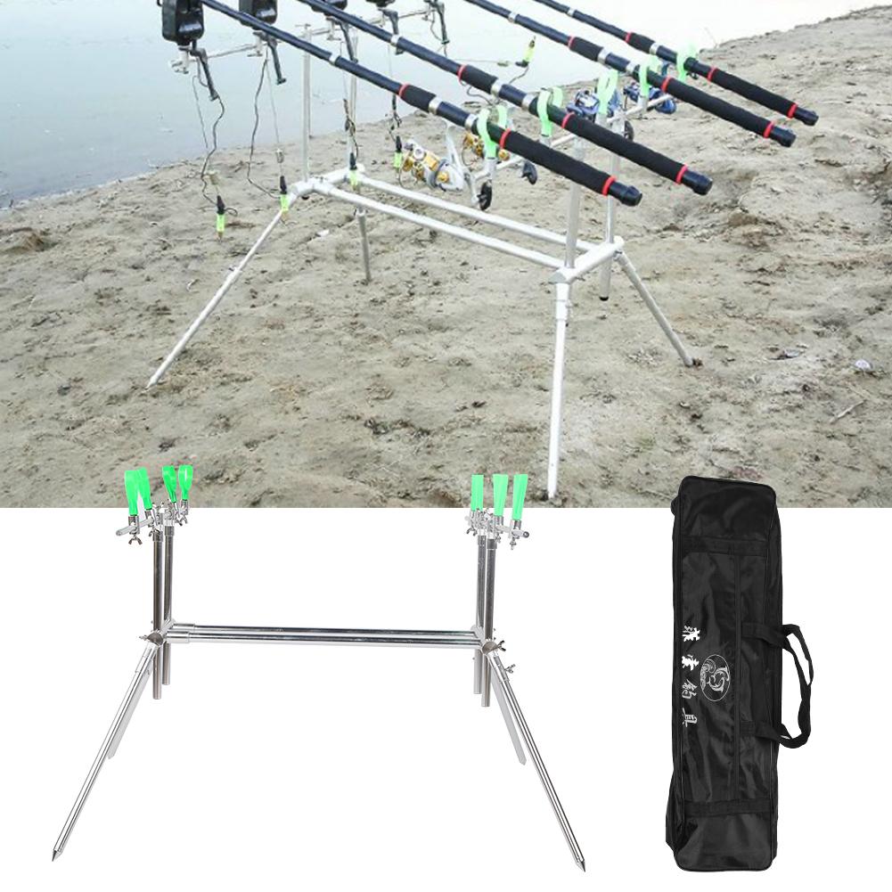 5 Head Aluminum Alloy Fishing Rod Holder Bracket Bite Alarm Telescopic Fish Frame Accessories