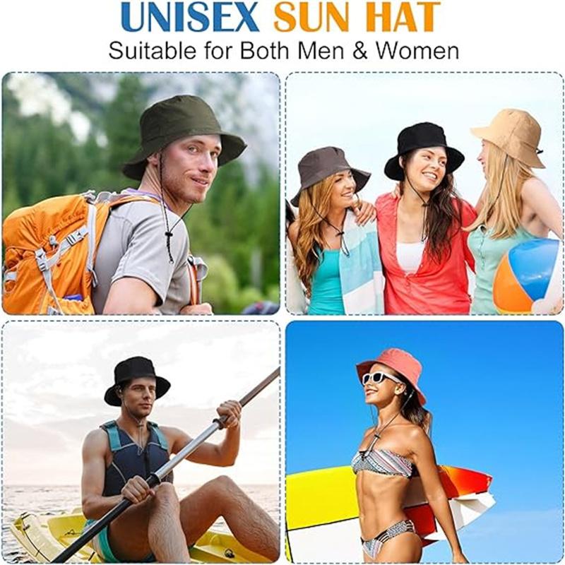Foldable Waterproof Bucket Hat Packable Uv Protection Summer Hats Adjustable Beach Hat With Chin Strap