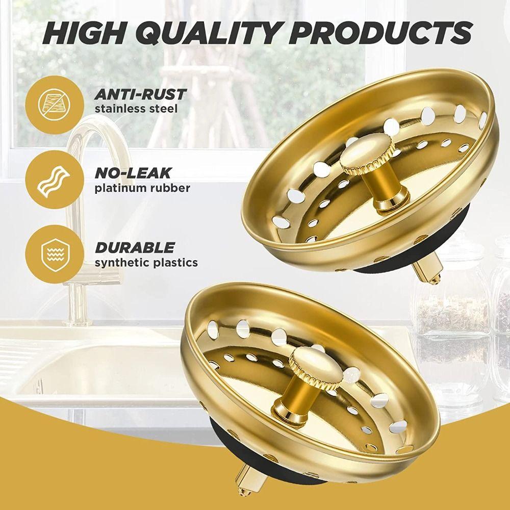 2 Pcs Advanced Sink Kitchen Strainer Filter Sink Stopper Stainless Steel