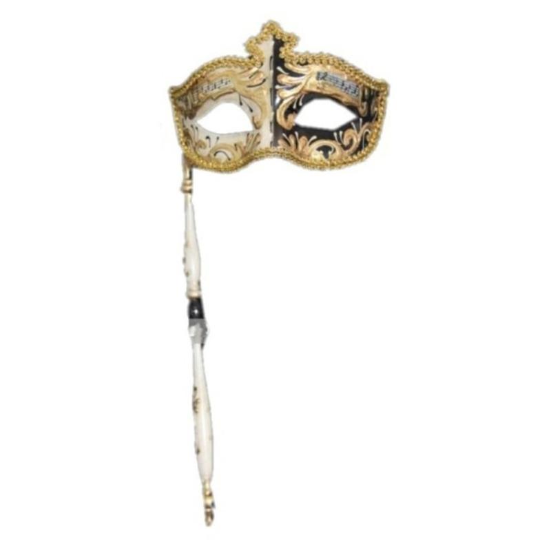 Masquerade Mask with Stick Mardi Gras Mask Venetians Mask Retro Musical Note Party Mask Carnivals Mask Halloween Mask