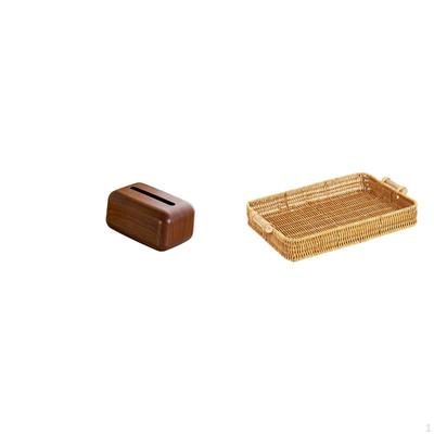 Multifunctional Rectangular Tissue Case Holder And Woven Fruit Basket Organizer for Kitchen Cars