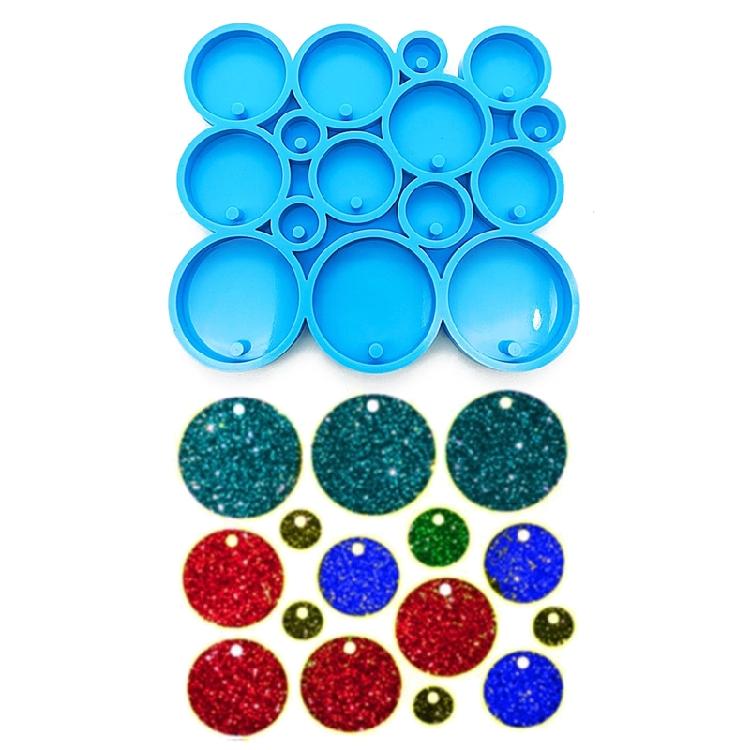 Round Charm Casting Resin Molds with Hole for DIY Keychain Jewelry Crafts Decor