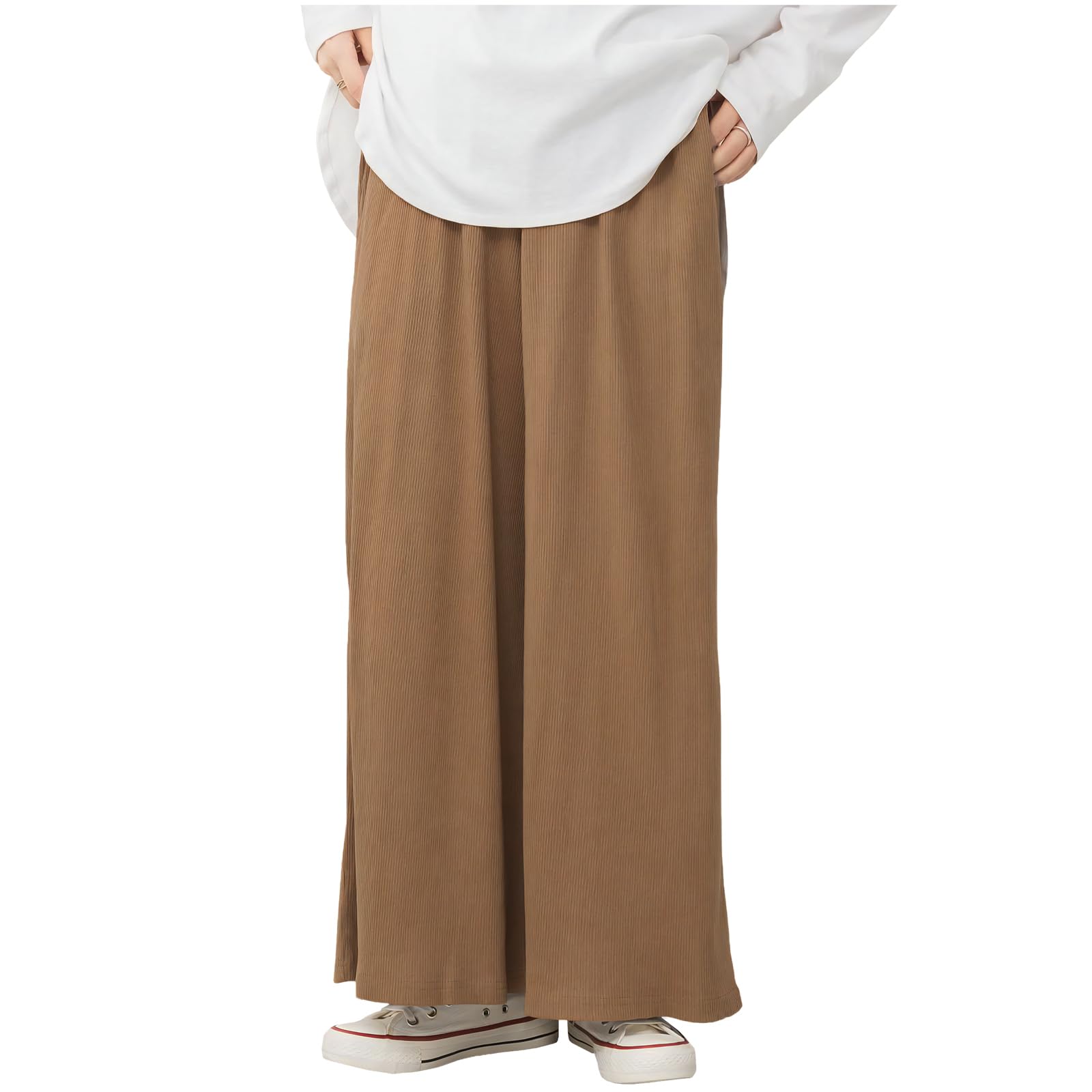 

pants for large room elastic wide with [CROSSMARVELLY] Loose-fitting women, size, pants, waist, relaxed, body-covering, pants, plain, cotton, clean,