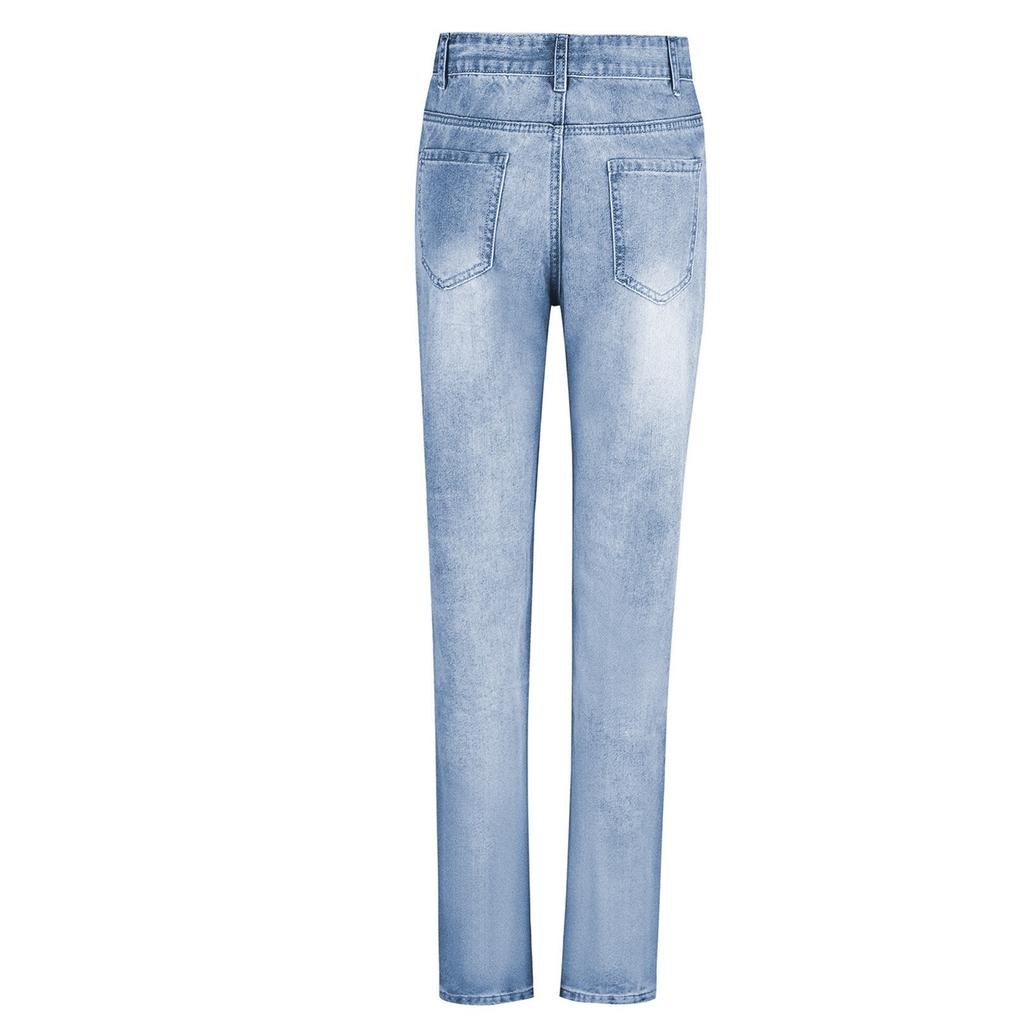 Women Color Hole Low Waist Jeans Flares Fashion Pants Trouser