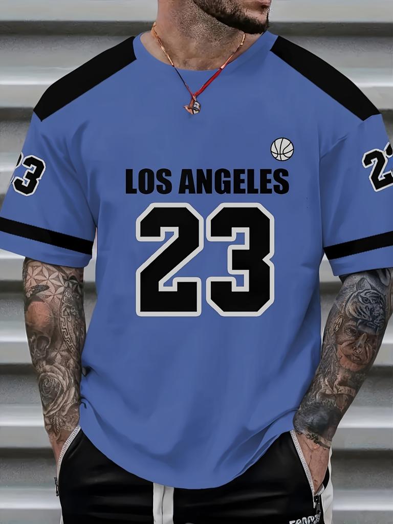 Number23 Los Angeles Nadruk Męska Koszulka Mężczyzna Krótki Rękaw Odzież Sportowa Koszulka Piłkarska Vintage Oversize 5 kolorów Koszulki Odzież Męska