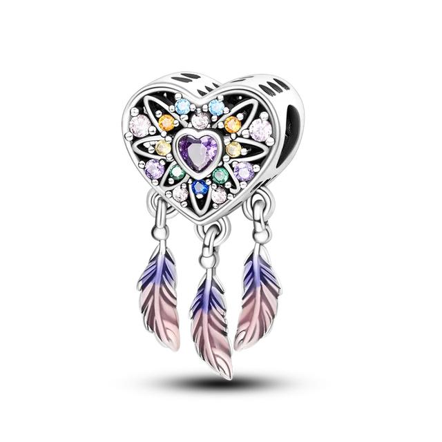 Colorful Zirconium Charms Bead 925 Sterling Silver Dragon Butterfly Dangle FitNew Bracelet Necklace DIY Jewelry Marking