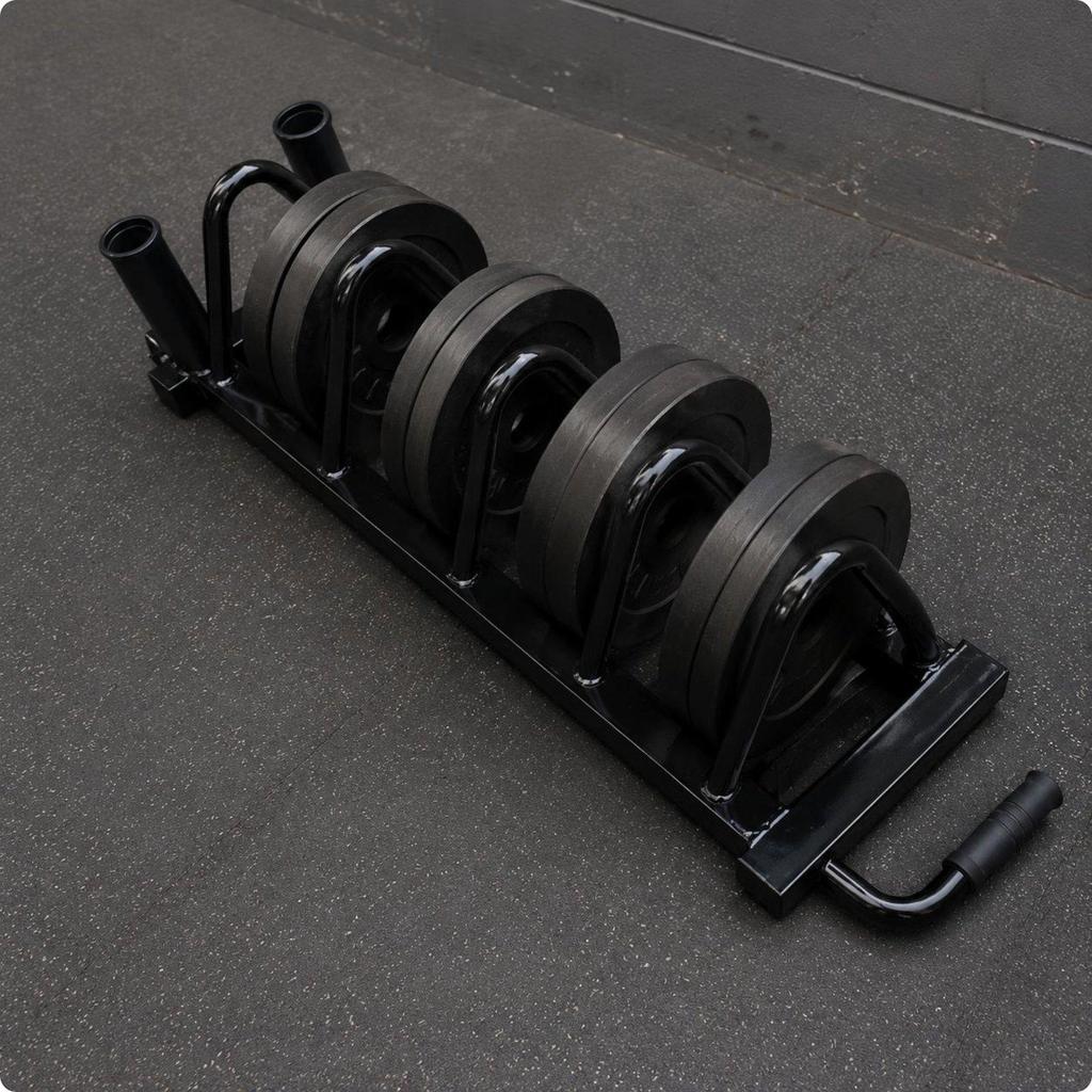 Barbell Plate Trolley Space-Saving Wheeled Weight Storage Rack Heavy-Duty