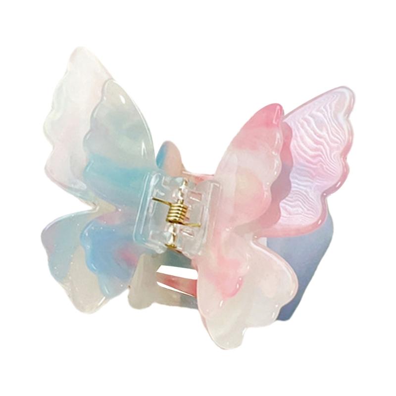 Sophisticated Double Layer Butterfly Hair Clip Claw for Women Modern Hair Styling Tool Complements Various Hairstyles