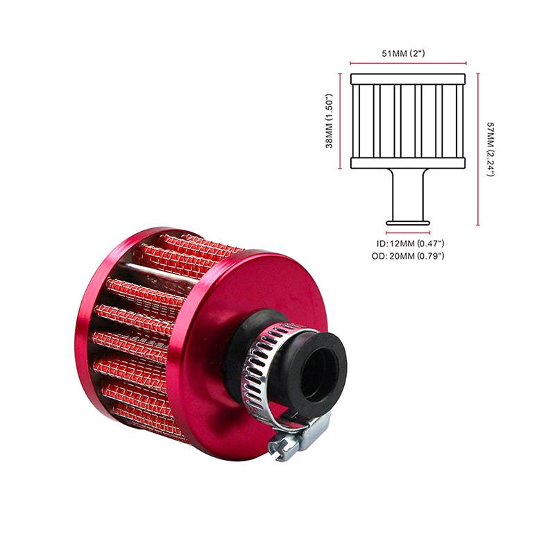 Universal 12mm Mushroom Head Air Filter Air Filter Motorcycle Turbo High Flow Racing Cold Air Intake Filter Car Accessories