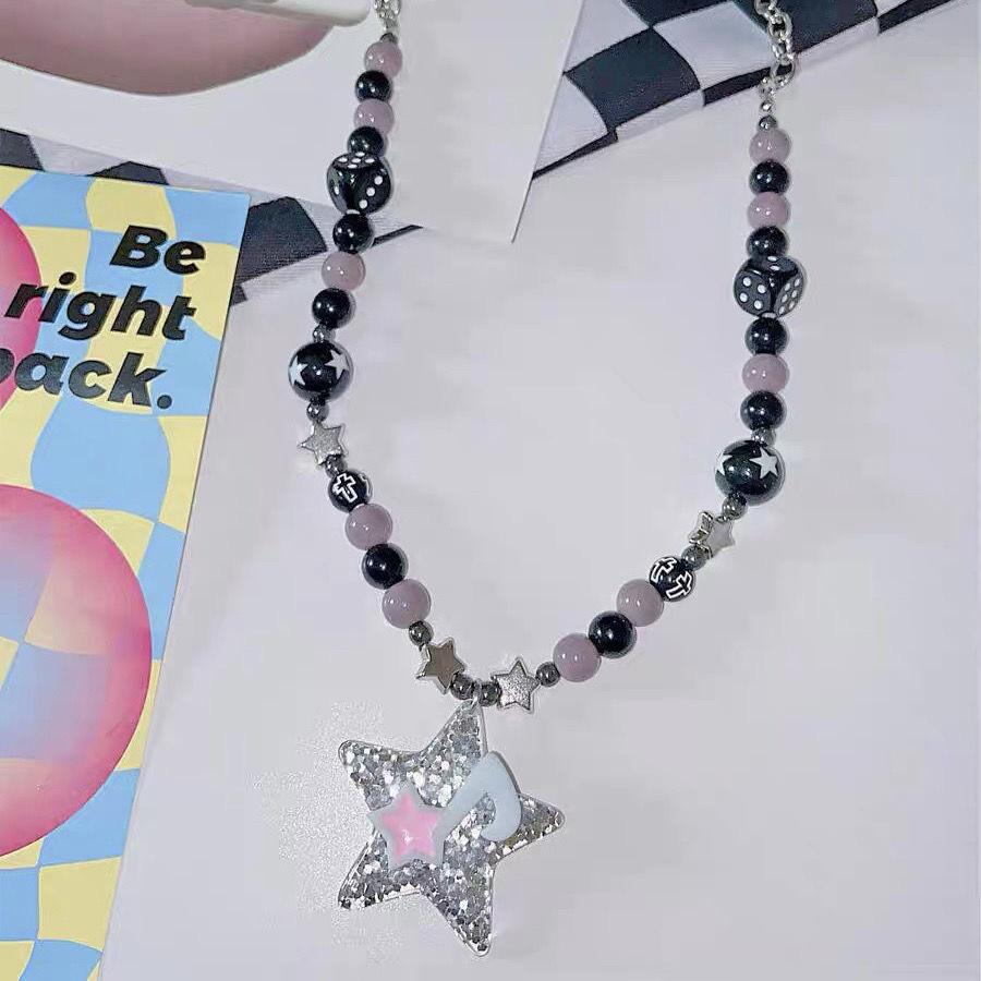Summer Candy Sweetheart Colored Tassel Necklace Women's Light Luxury Niche Dopamine Neck Chain Sweet Cool Babe Collarbone Chain