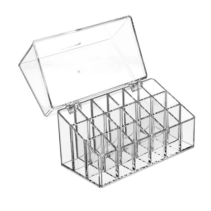 18-Grid Acrylic Flip-Top Lipstick Holder - Dustproof, Transparent Lip Gloss Organizer