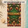 Soccer Theme Soft Beach Towel Personalized Custom Name Text Towel Portable for Beach Pool Travel