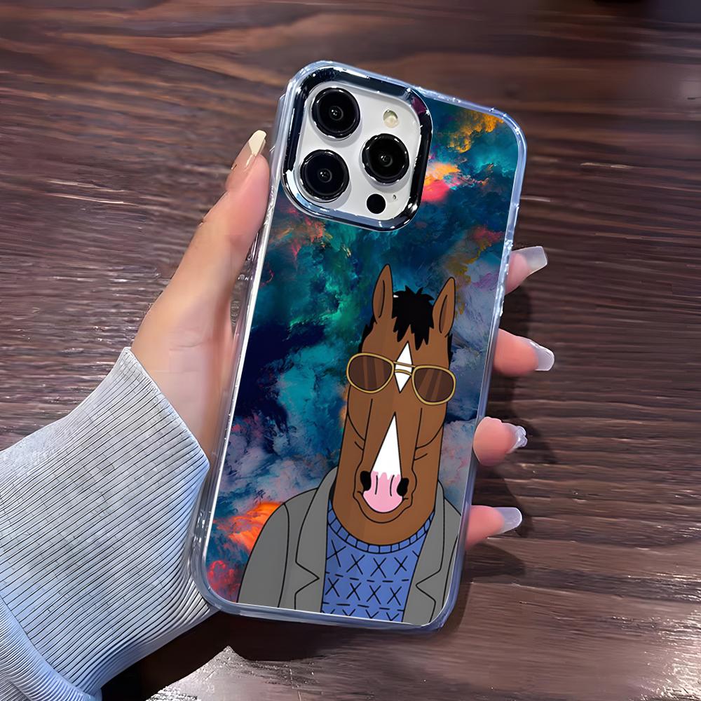 

B-Bojack Cartoon H-Horseman Funny Phone Case For IPhone 17 Pro Max 16 15 14 Pro Max IPhone 13 Pro Max 11 Plus Transparent Cover iPhone 16