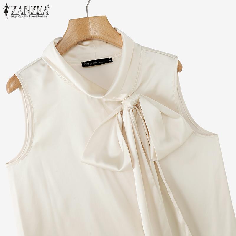 ZANZEA Women Bows Collar Summer Sleeveless Tank Tops