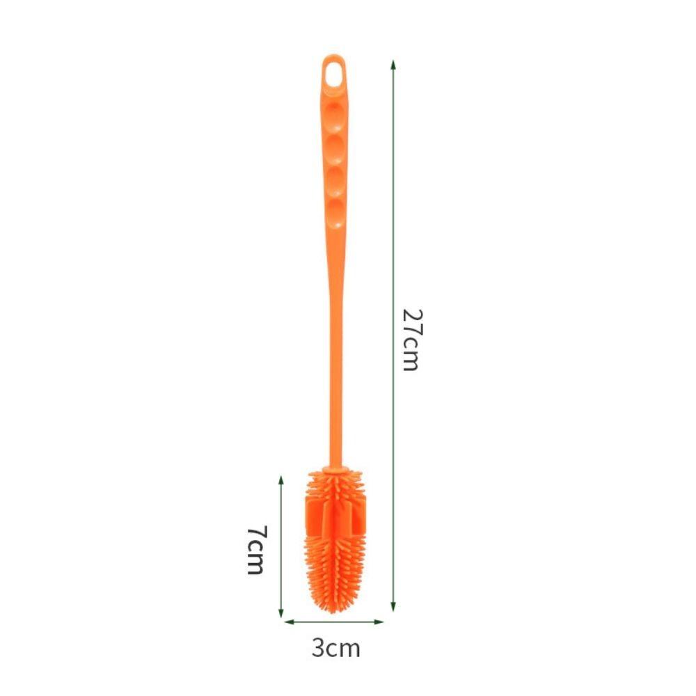 

No Dead Corner Silicone Cup Brush Long Handle Multipurpose Cup Scrubber Portable Glass Cleaner Tea Stain Removal помаранчевий