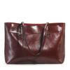 Genuine Leather Large Capacity Women's Tote - Fashion Oil Wax Cowhide Handbag & Shoulder Bag